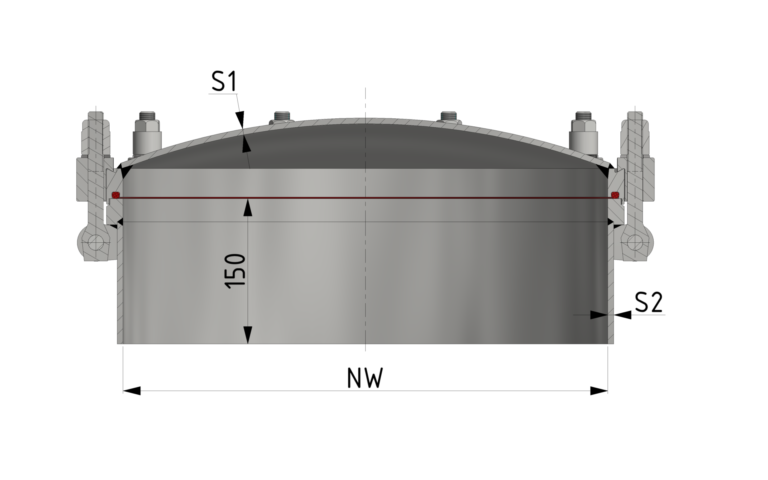 Schnittzeichnung Runder Druckverschluss ab 10/-1 bar