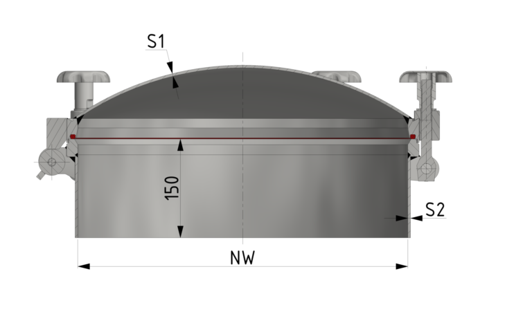 Schnittzeichnung Runder Druckverschluss bis 8/-1 bar, Typ RPDC-3A