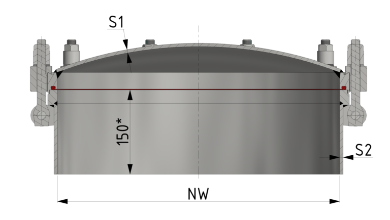 Schnittzeichnung Runder Druckverschluss ab 10/-1 bar