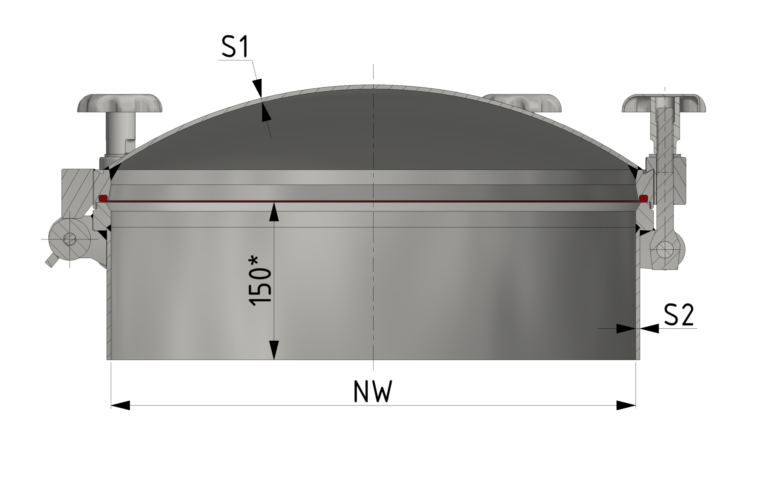 Schnittzeichnung Runder Druckverschluss bis 8/-1 bar, Typ RPDC-3A